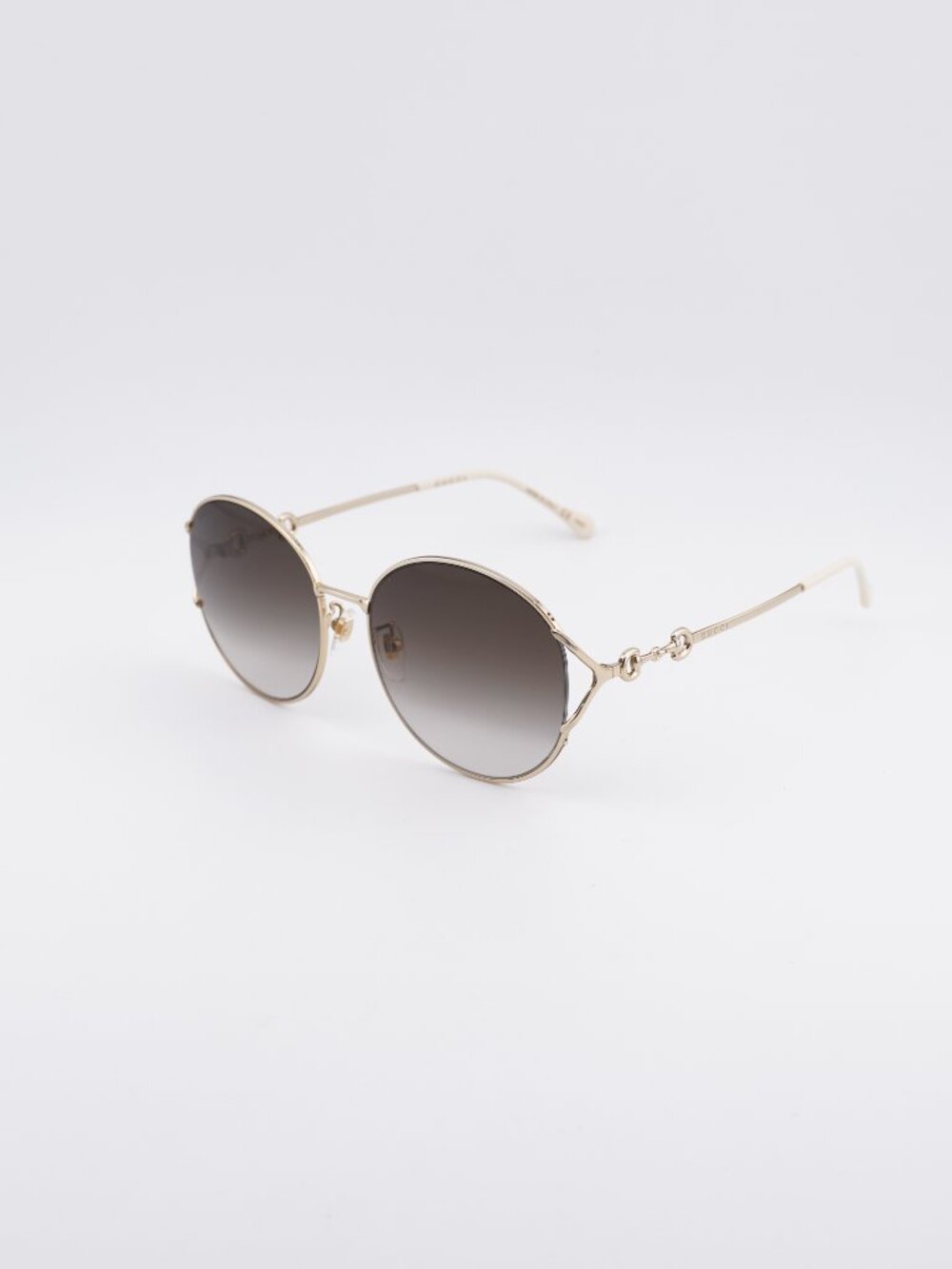 Gucci GG1017SK 003 Sunglasses Gold Round Frame, Brown Lenses